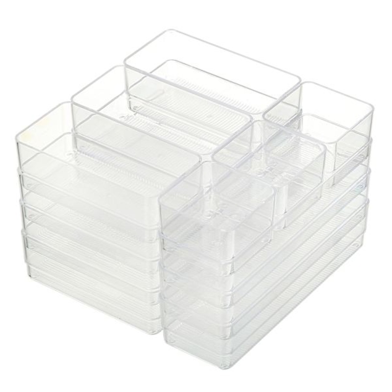 13-Piece Clear Kitchen Drawer Storage