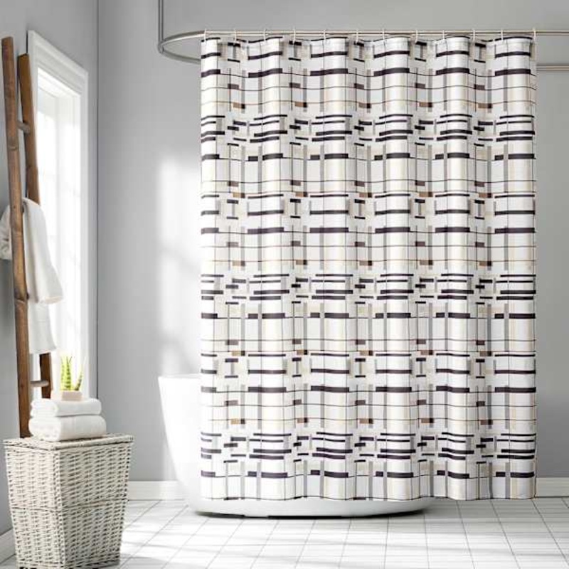 13-Piece Vinton Grey Striped Shower Curtain Set, 70×72