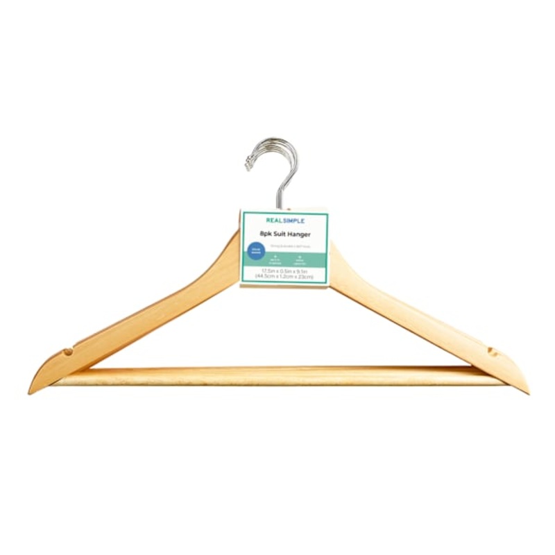 8-Pack Wood Suit Hanger, Natural