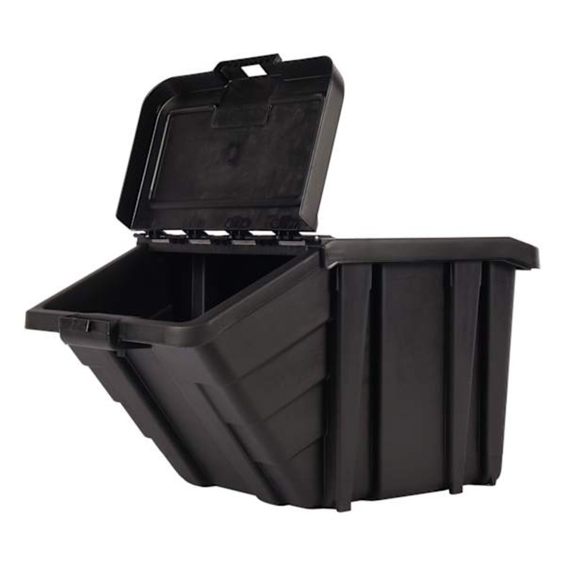 Black Heavy Duty Flip Top Stackable Tote