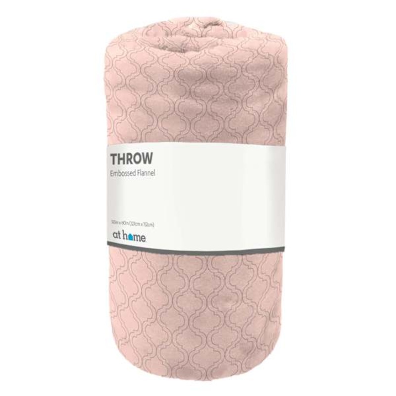 Lonoke Blush Pink Embossed Plush Throw Blanket, 50×60