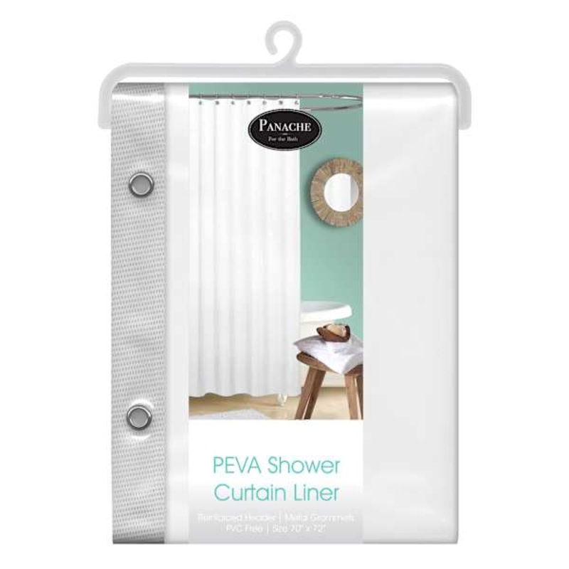 Peva 8G White Shower Liner, 70×72