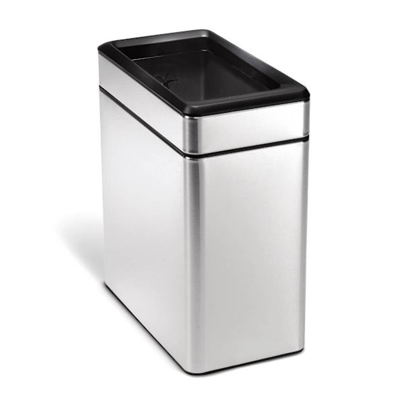 SimpleHuman Slim Open Can Brushed Stainless Steel Trash Can, 10l