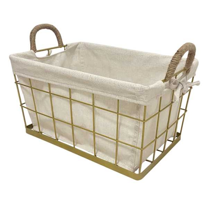 Tapered Rectangle Metal Grid Basket with Liner