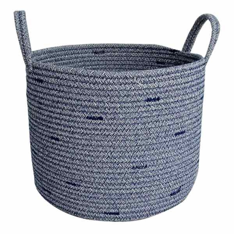 Tiny Dreamers Blue Round Cotton Rope Storage Basket, Large