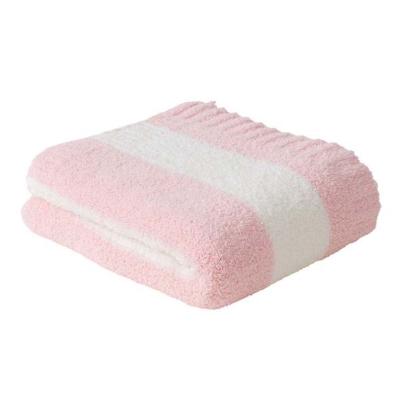 Tiny Dreamers Pink Cabana Striped Cozy Knit Throw Blanket, 50×60