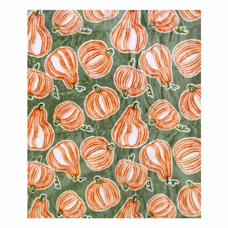 Pumpkin Printed Plush Throw Blanket, 50×60