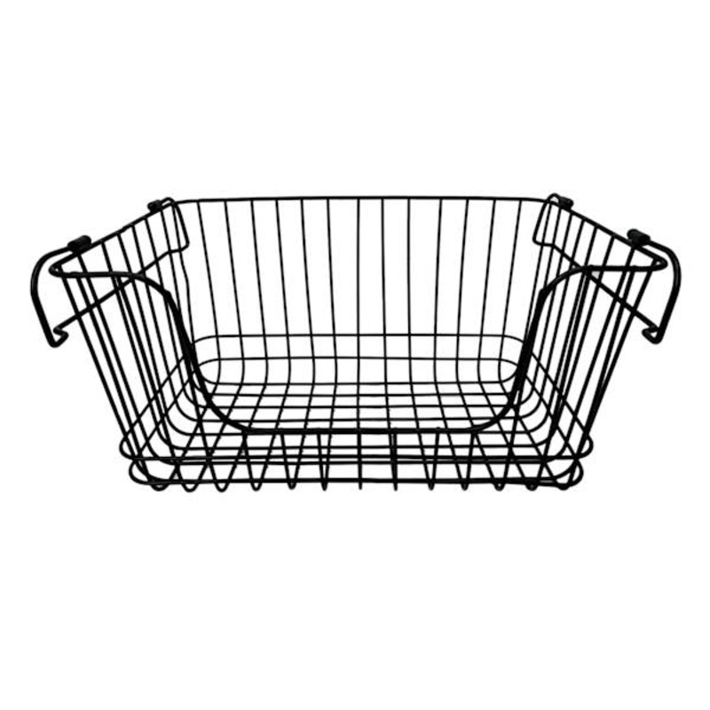 Stanley Black Metal Wire Stack Storage Basket, Medium