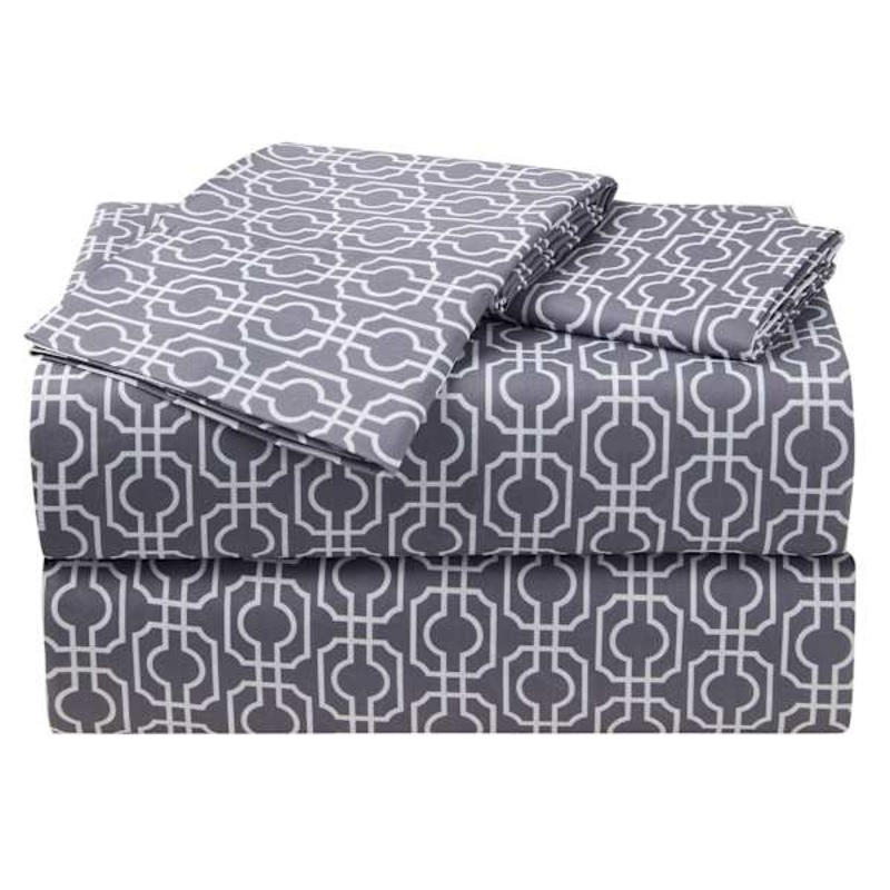 3-Piece Grey Labyrinth Print Microfiber Essential Sheet Set, Twin