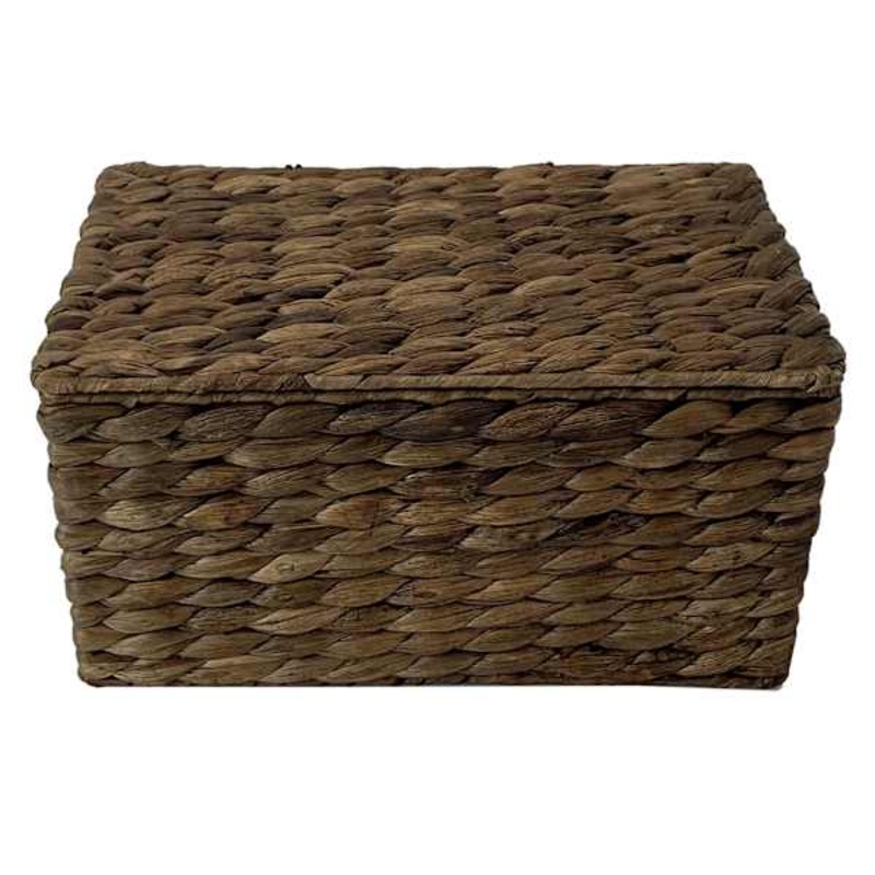 Water Hyacinth Basket with Lid, Small