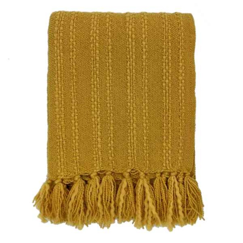 Yellow Striped Woven Throw Blanket, 50×60