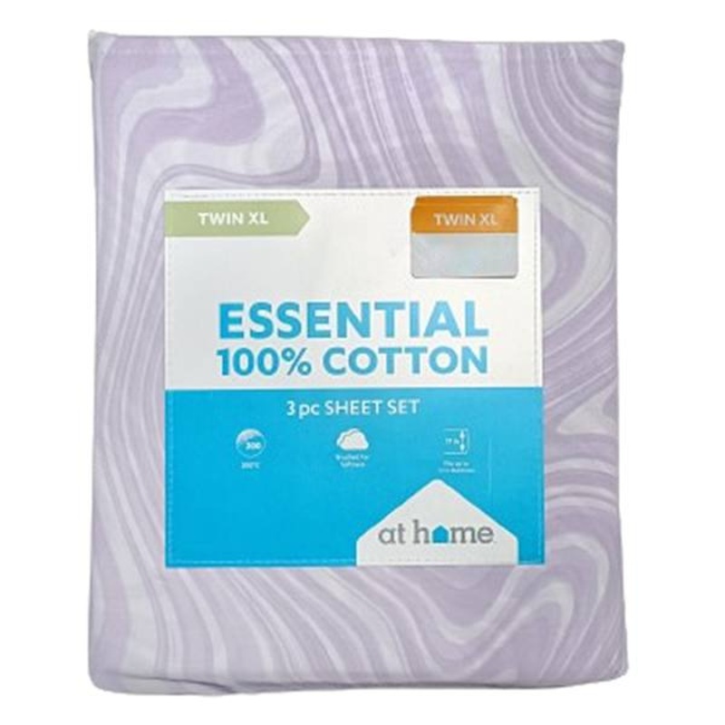 3-Piece Lavender Swirl 200 Thread Count 100% Cotton Sheet Set, Twin/Twin XL