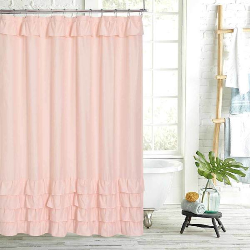 Tiny Dreamers Treats & Tiaras Pink Ruffle Shower Curtain, 72″