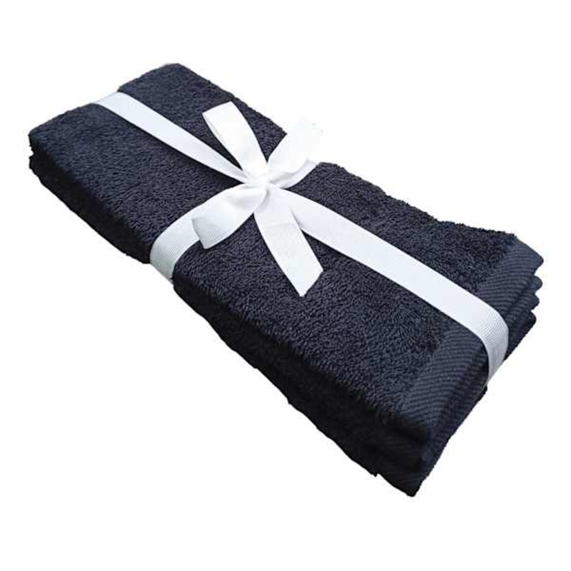 2-Pack Black Cotton Hand Towels, 15×25