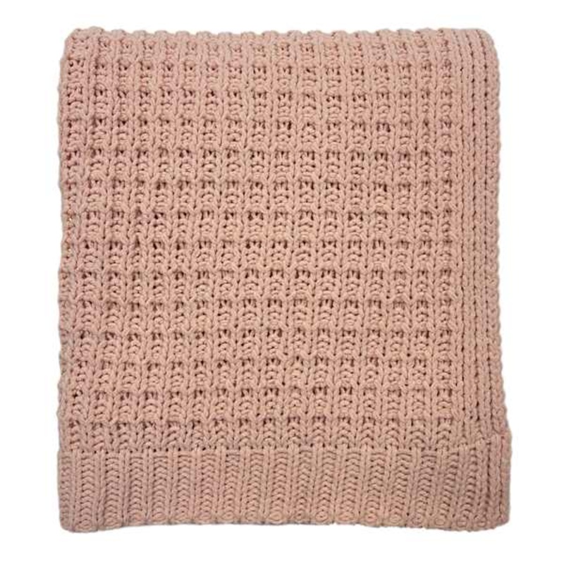 Pink Chenille Knit Throw Blanket, 50×60