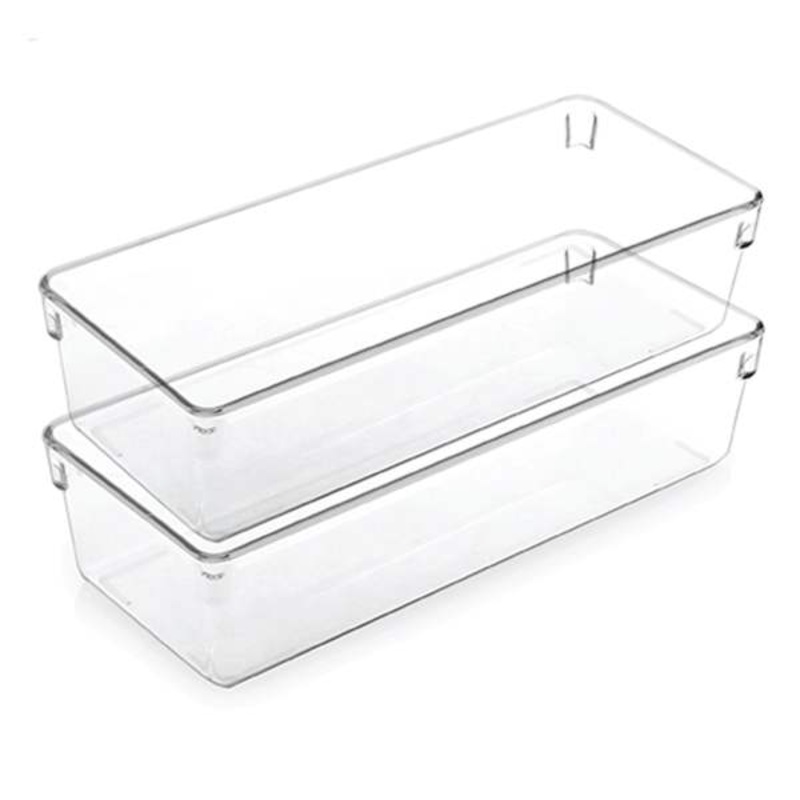2-Pack Clear Cosmetic Drawer Organizer