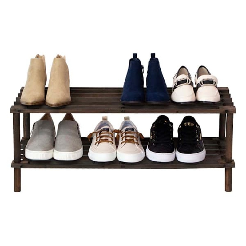2 Tier Wood Shoe Rack – Espresso