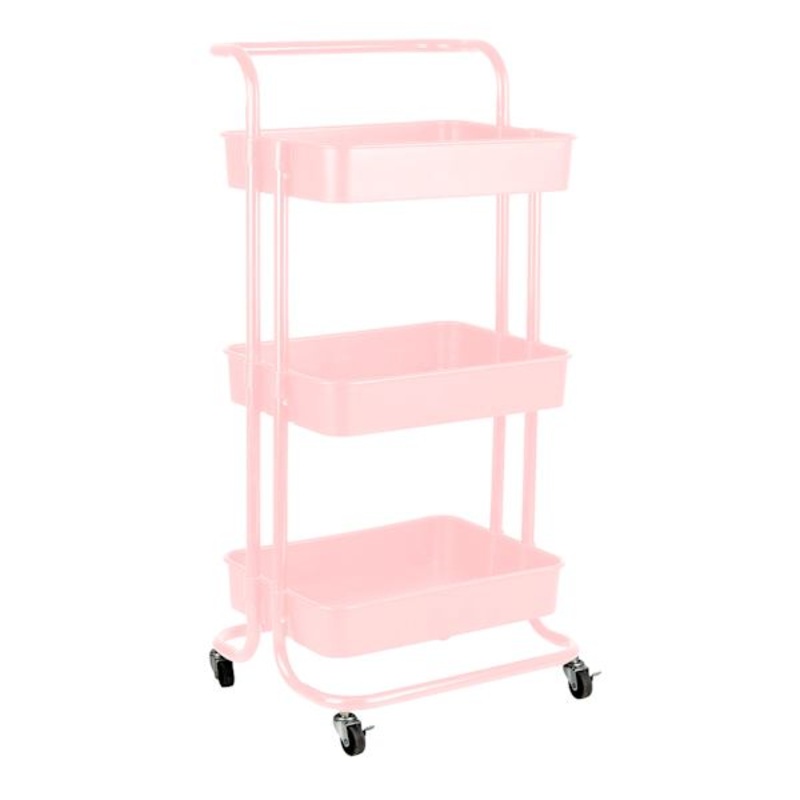 3-Tier Rolling Storage Cart, Pink