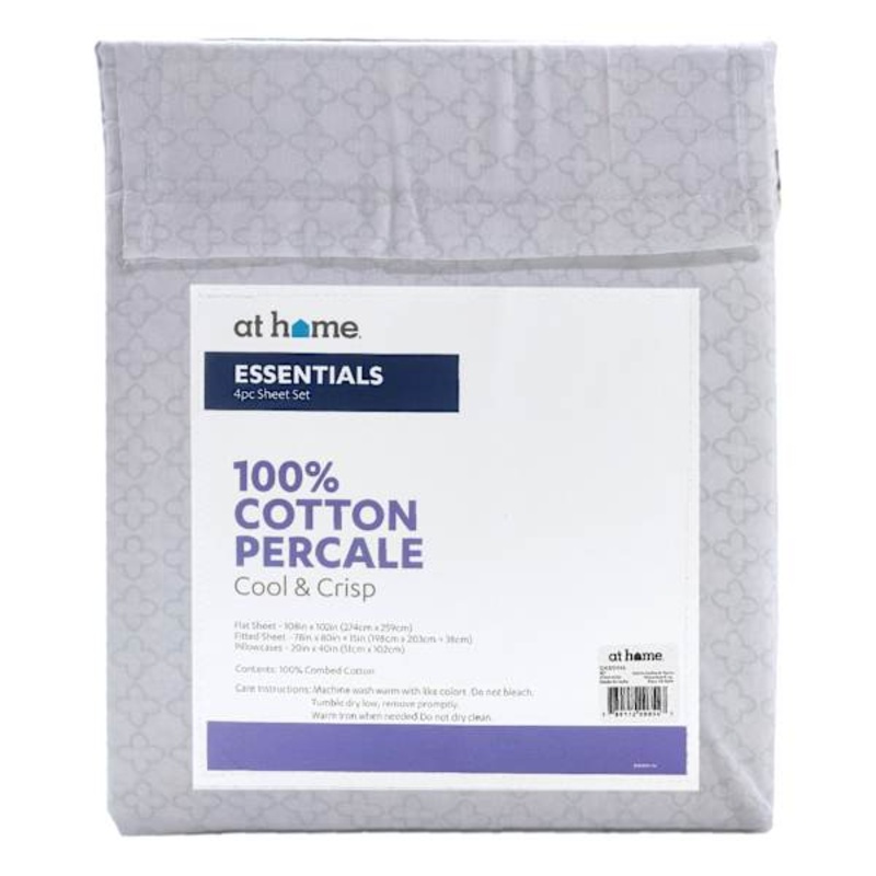 4-Piece Blue Damask Print 200 Thread Count Essentials Sheet Set, King