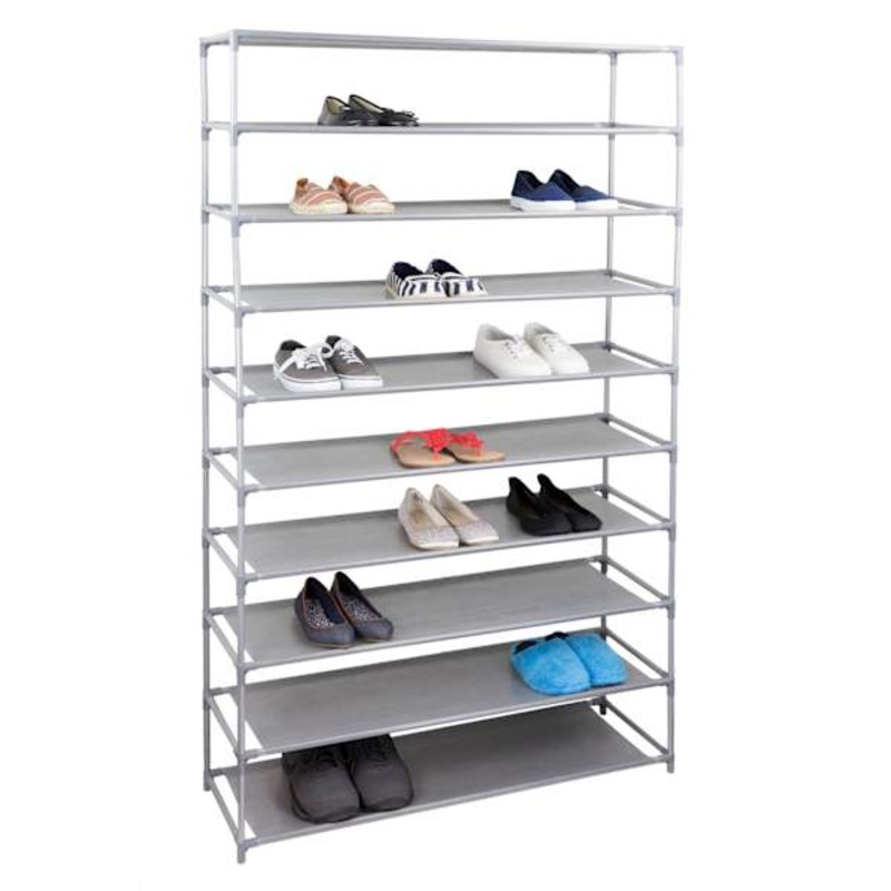 50-Pair Metal Shoe Rack, Black