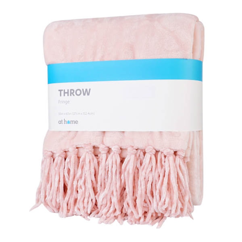 Pink Fringe Throw Blanket, 50×60