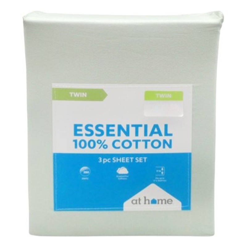 3-Piece Aqua 200 Thread Count Brushed Cotton Sheet Set, Twin/Twin XL