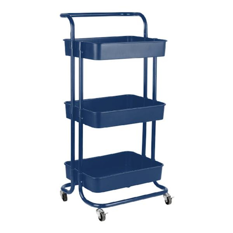 3-Tier Rolling Storage Cart, Blue