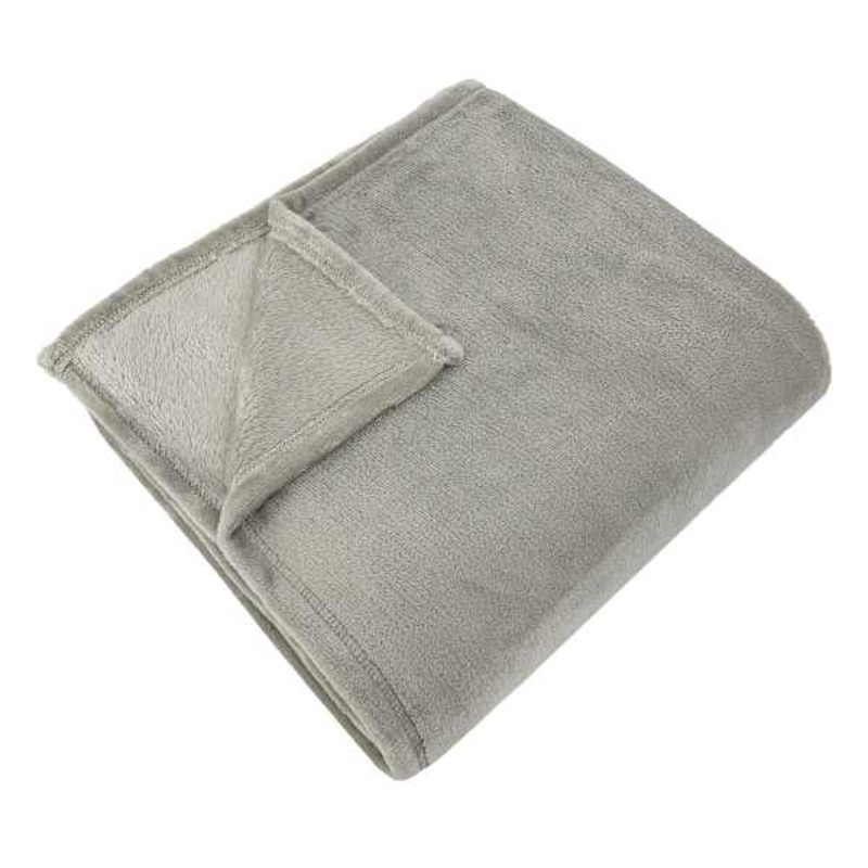 Light Grey Plush Bed Blanket, Full/Queen