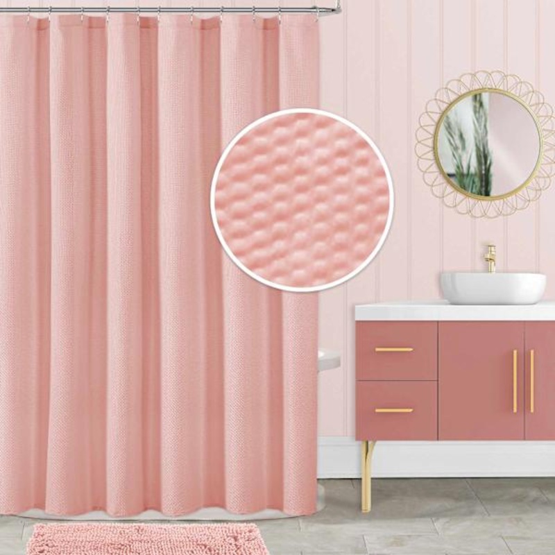 Tiny Dreamers Pink Belmont Embossed Shower Curtain, 72″