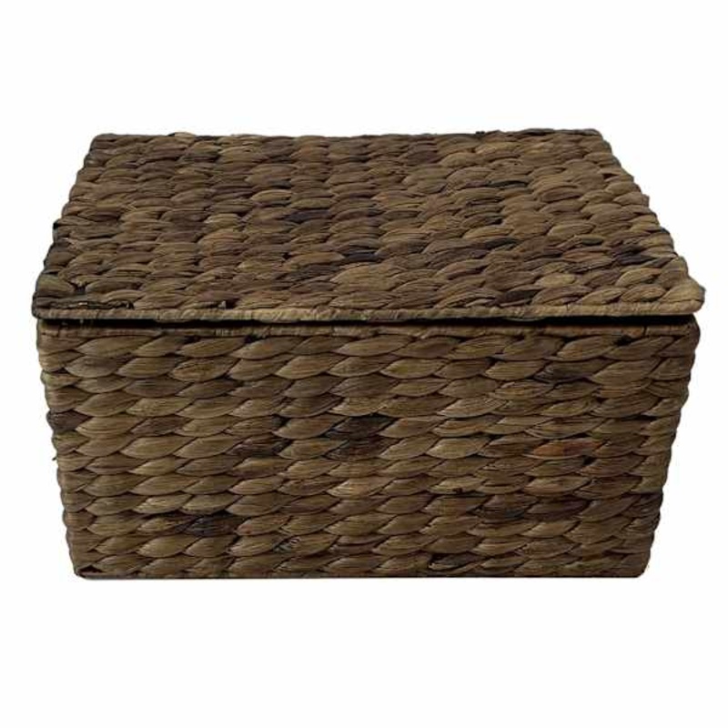 Water Hyacinth Basket with Lid, Medium