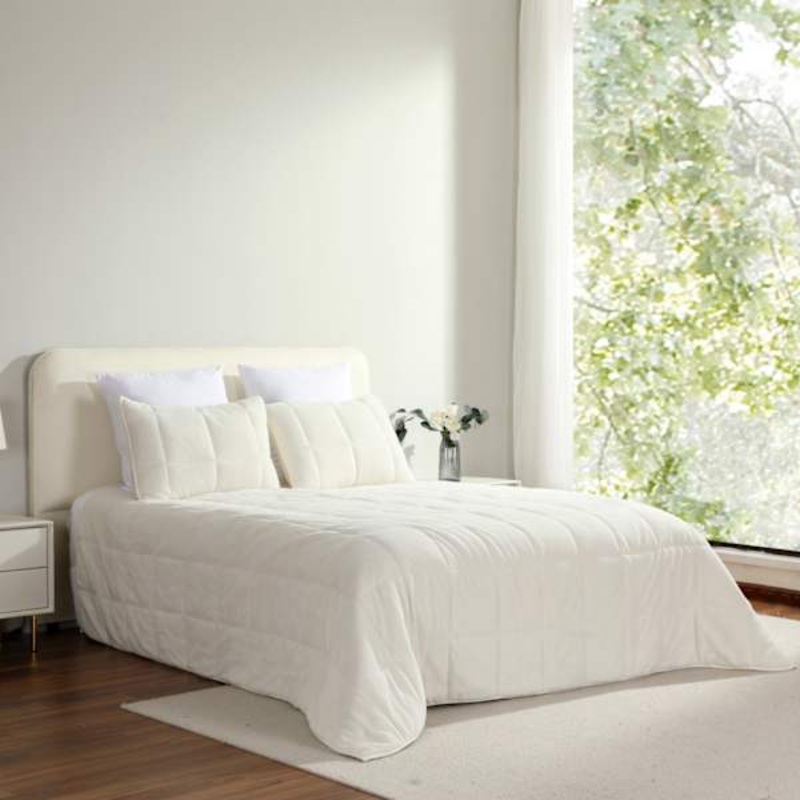 3-Piece Neutral Sherpa Quilt Set, Full/Queen