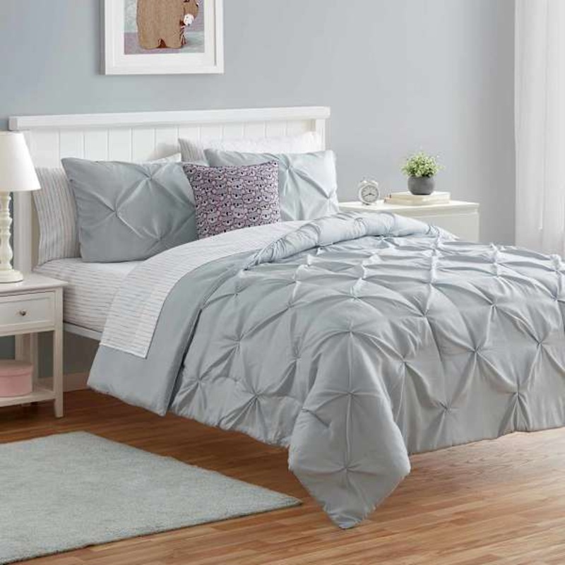Tiny Dreamers Grey Pinch Pleated Comforter Set, Full