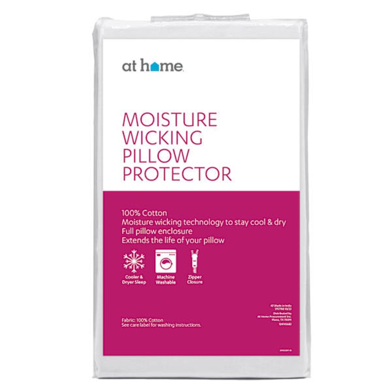 Wick-Away White Bed Pillow Protector, Standard/Queen