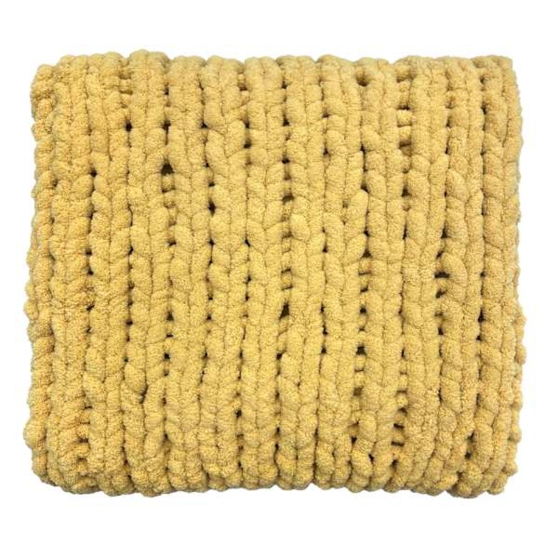Yellow Chunky Knit Throw Blanket, 50×60