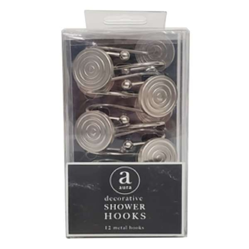 12-Piece Nickel Round Shower Curtain Hooks