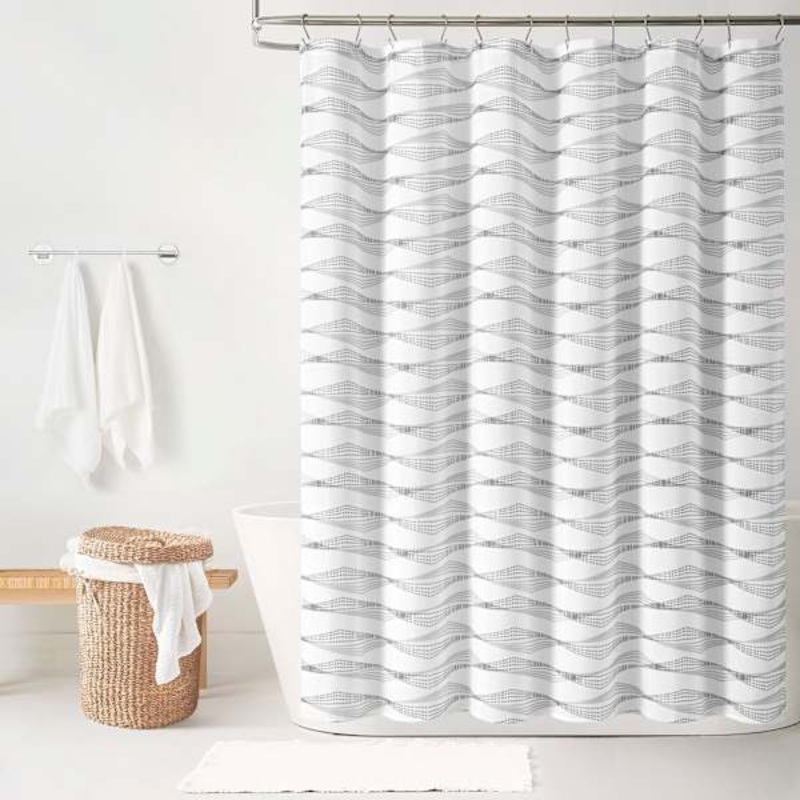 13-Piece Gray Luna Chevron Shower Curtain Set, 72″