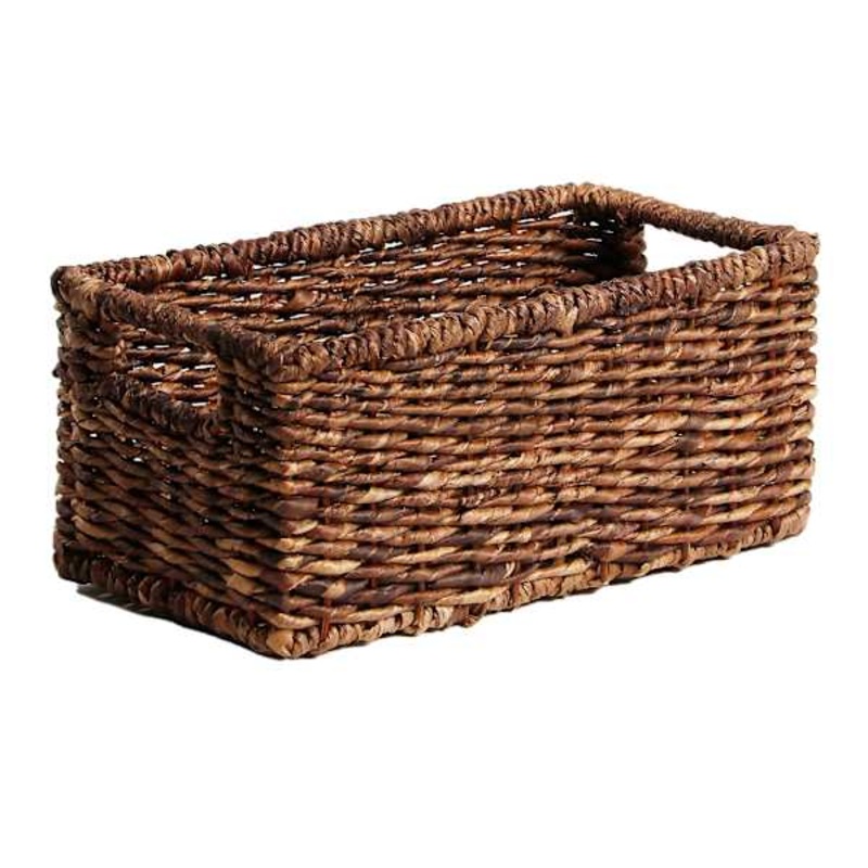 Woven Abaca Rectangle Shelf Storage Tote Basket, Medium