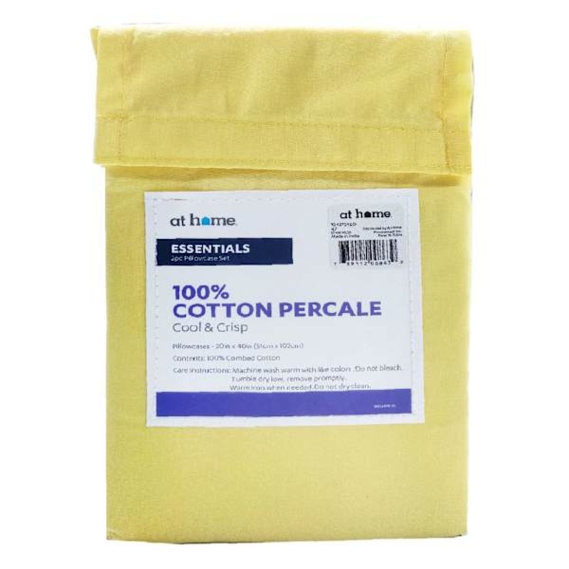 2-Piece Pale Banana 200 Thread Count Essentials Pillowcase Set, King