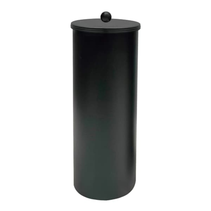 Baldwin Matte Black Round Toilet Paper Holder With Lid