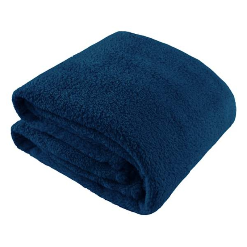 Navy Blue Sherpa Throw Blanket, 50×60
