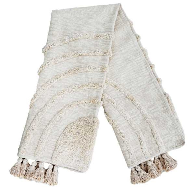 Neutral Rainbow Tufted Throw Blanket, 50×60