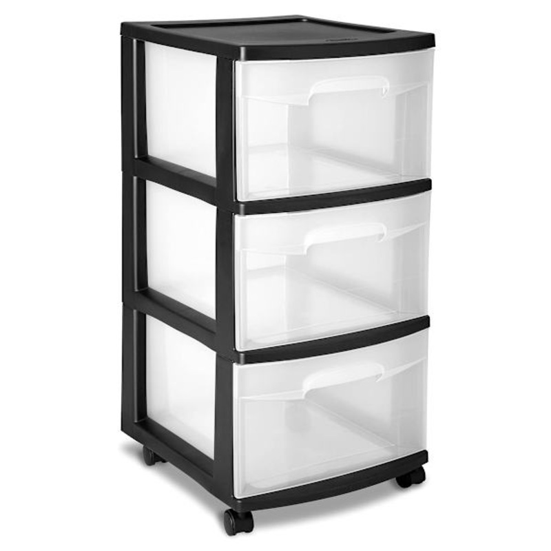 Sterilite 3-Drawer Storage Cart, Black