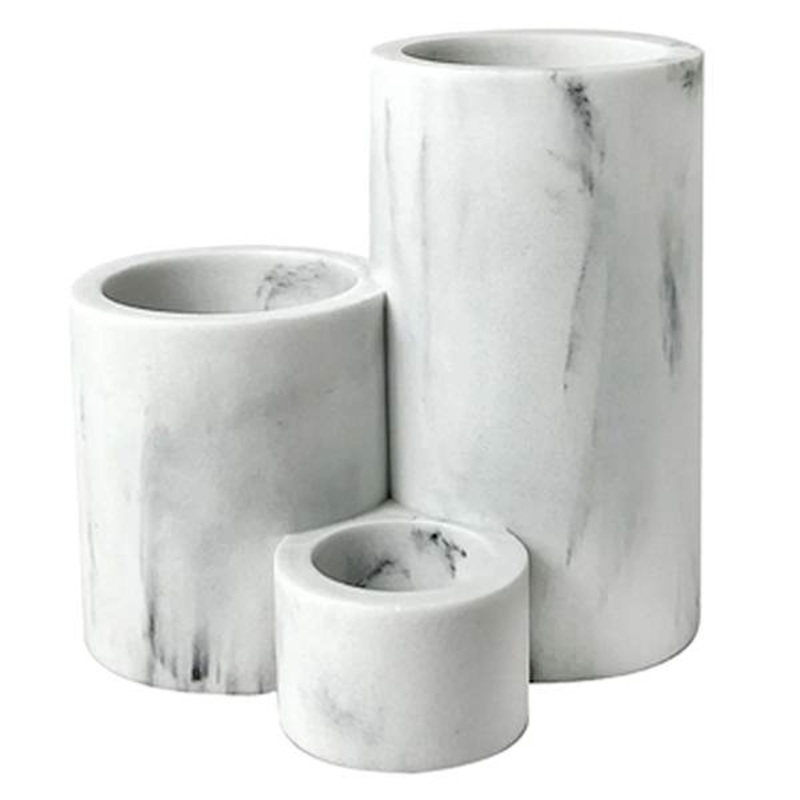 White Marbled Brush Holder