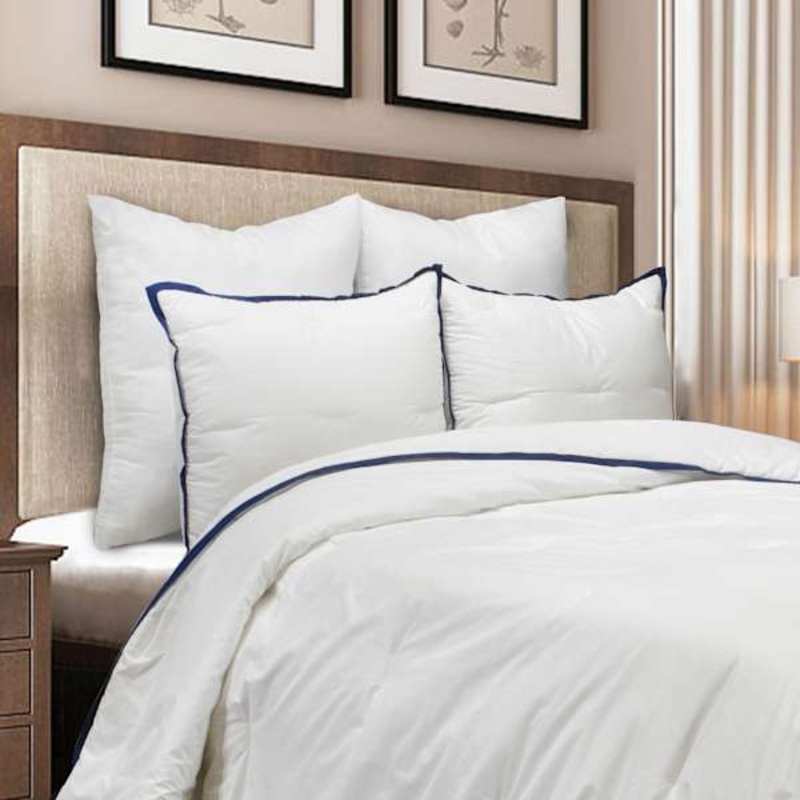 3-Piece White Cotton Hotel Border Comforter Set, King