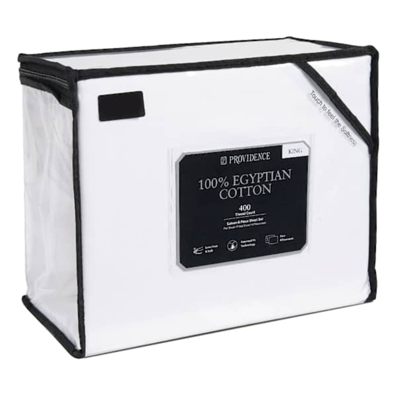 Providence 6-Piece White 100% Egyptian Cotton Sateen Sheet Set, King
