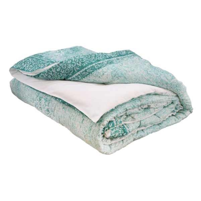 3-Piece Green Distressed Medallion Cotton Comforter Set, Full/Queen