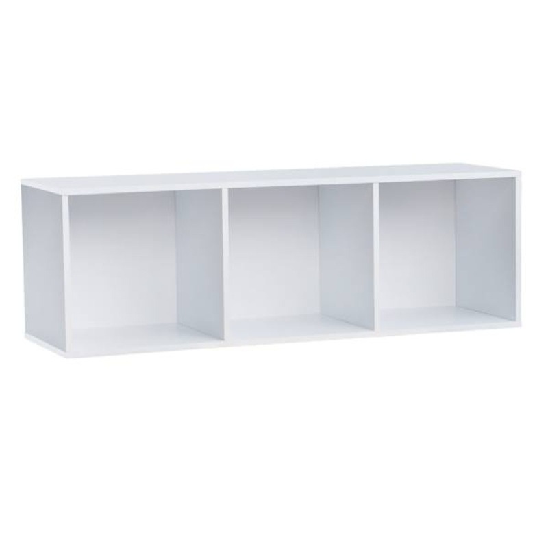 3-Section Cube Wooden Storage Organizer, White