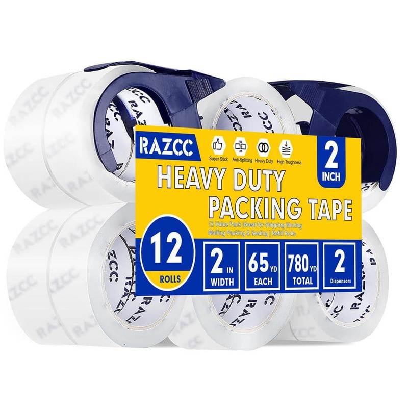 Angel Sar 2 in. x 65 Yards Per Roll 12 Rolls Heavy Duty Clear Packaging Tape for Packing Shipping Moving 780 Total Yard QW36RM62
