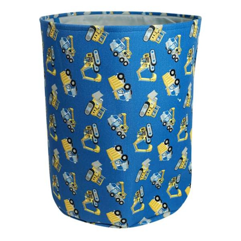 Tiny Dreamers Blue Construction Printed Laundry Hamper, Medium