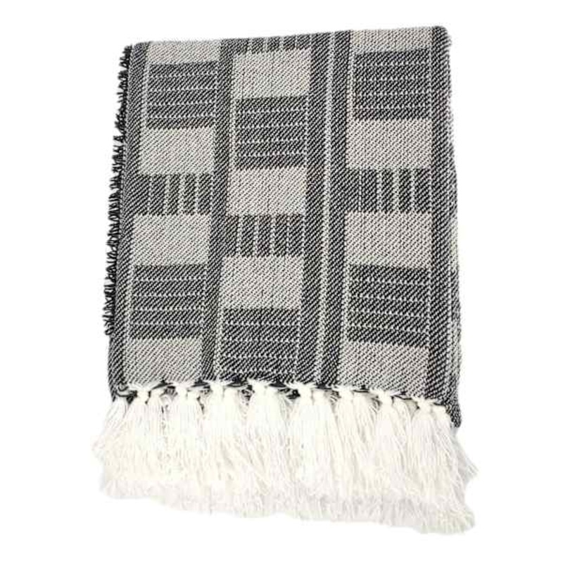 Tracey Boyd Black & White Woven Jacquard Throw Blanket, 50×60